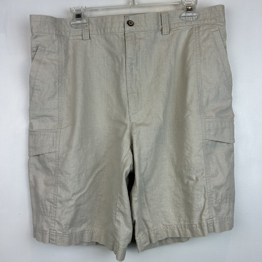 Cubavera Shorts Mens 40 Linen Blend Tan Beige Vacation Casual